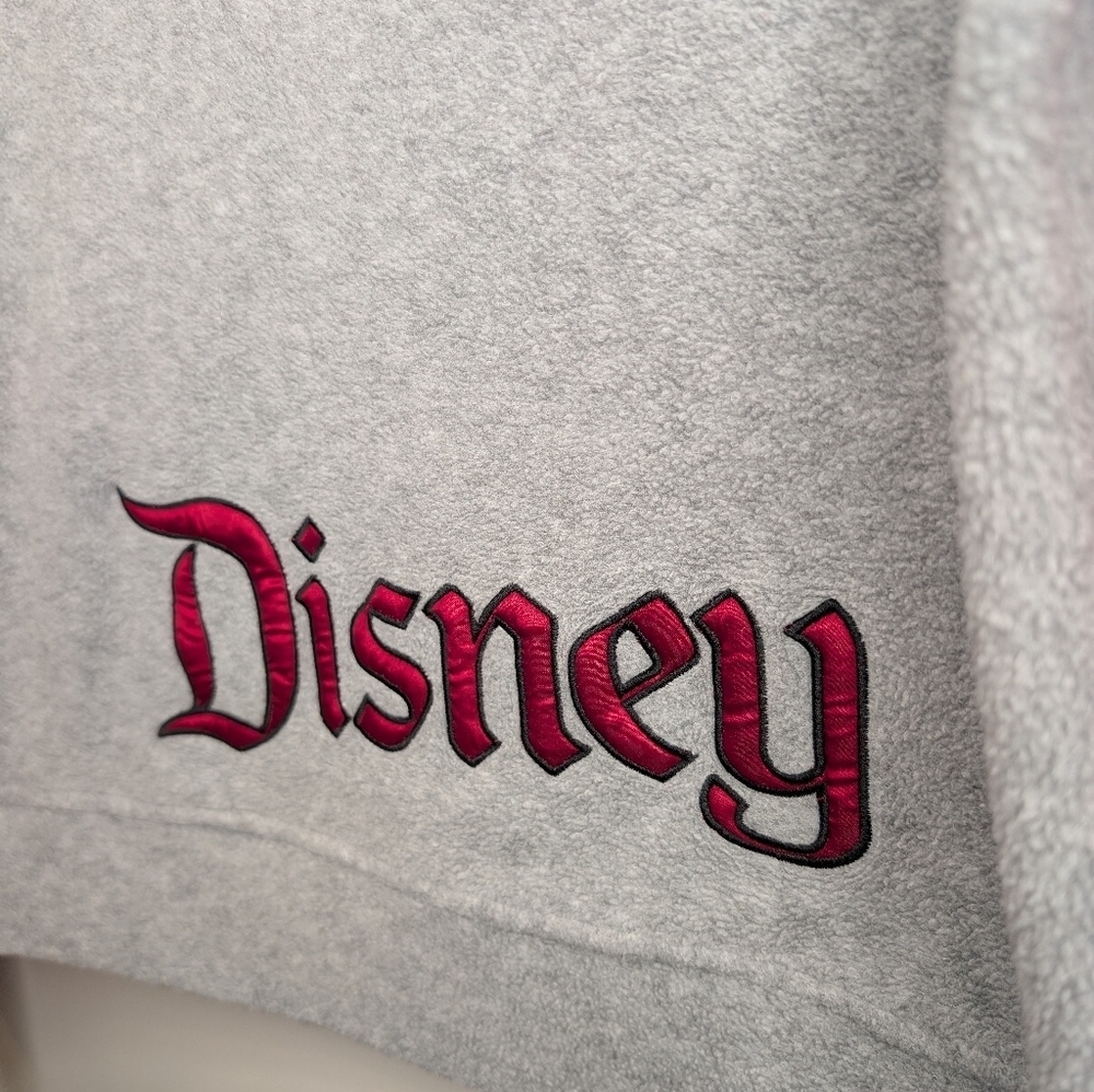 Disney Mickey Mouse Hoodie XL Gray Red Fleece Pullover Sweatshirt - Picture 6 of 8